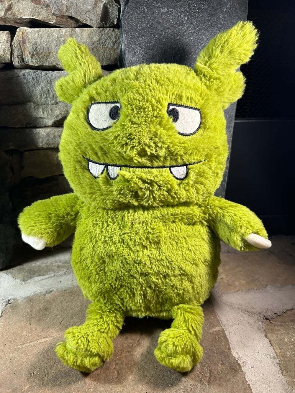 Goffa Green Furry Monster Plush Stuffed Animal Embroidered Eyes